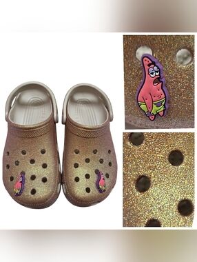 CROCS Classic Iridescent Glitter Clogs 211005-0LH Womens Size 7 Gold New w/Tags